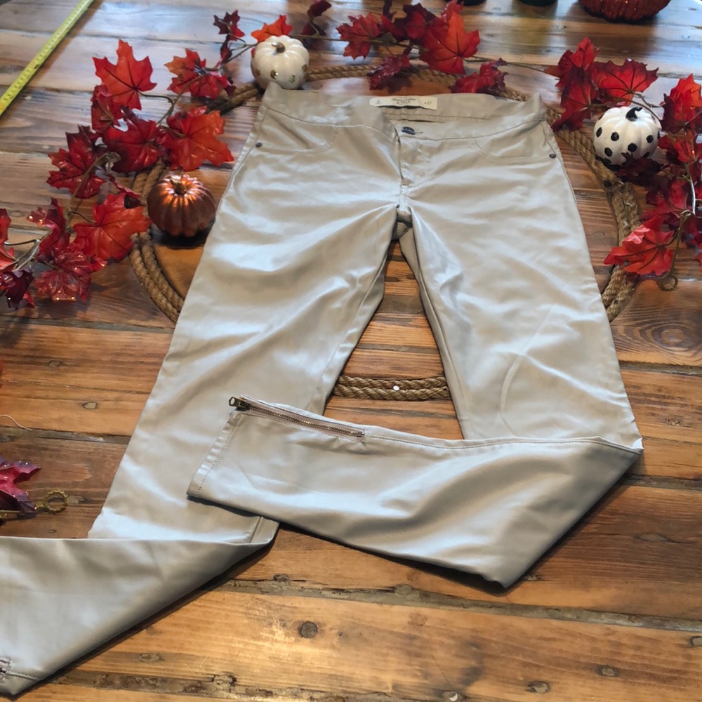 Abercrombie & Fitch faux leather gray skinny jeans